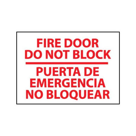 National Marker Co Bilingual Fire Sign - Fire Door Do Not Block Puerta De Emergencia No Bloquear M436PB